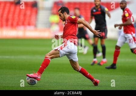 NOTTINGHAM, GROSSBRITANNIEN. 22. JULI 2020 - Yuri Ribeiro (2) aus Nottingham Forest während des Sky Bet Championship-Spiels zwischen Nottingham Forest und Stoke City am City Ground, Nottingham. (Kredit: Jon Hobley - MI News) Kredit: MI Nachrichten & Sport /Alamy Live Nachrichten Stockfoto