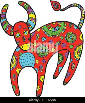 Kunst mit Cartoon Kuh Stock Vektor