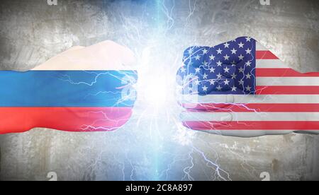 USA vs. Russland Stockfoto