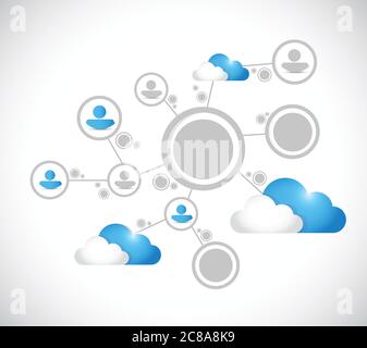 Design der Cloud-Computing-Netzwerkverbindung auf weißem Hintergrund Stock Vektor