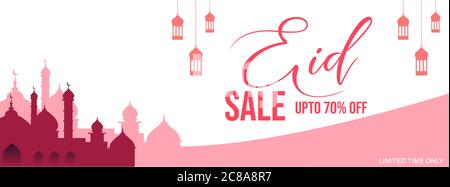 Eid Sale Banner, Rabatt bis zu 70%, nur für begrenzte Zeit, Banner, Poster für Web, Vektorgrafik Stock Vektor