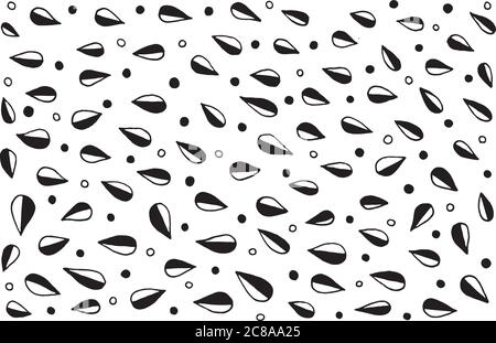 Doodle Blätter schwarz-weißen Hintergrund. Monochrome Illustration Stock Vektor