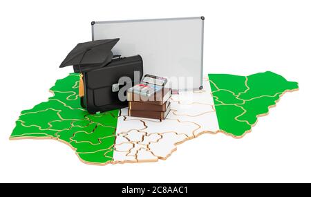 Business Education in Nigeria Konzept, 3D-Rendering isoliert auf weißem Hintergrund Stockfoto