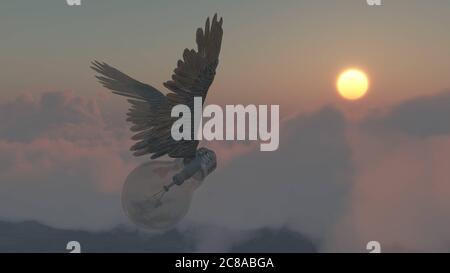 Geflügelte Glühbirne Stockfoto