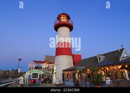 Leuchtturm in Oceanside Harbor Village, San Diego County, Kalifornien, USA Stockfoto