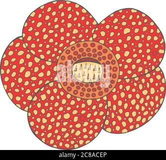 Rafflesia tropische Blume Vektor isoliertes Element. Exotische Blumen detaillierte Malvorlagen für Erwachsene. Stock Vektor