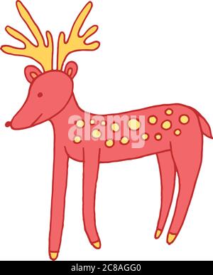Wald Tier Hirsch Doodle Cartoon einfache Illustration. Kids Zeichnung Stil Stock Vektor