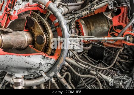 Detail eines historischen Drehmotors. Stockfoto