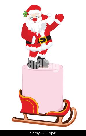 Cartoon Weihnachtsmann und Rolle von rosa Toilettenpapier auf weißem Hintergrund. Stock Vektor