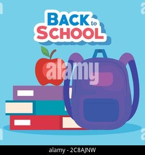 Back to School Banner mit Rucksack und Zubehör Bildung Stock Vektor