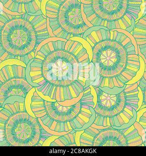 Exotische Blume nahtlose Doodle-Muster. Rasterhintergrund für den Punkt Stock Vektor