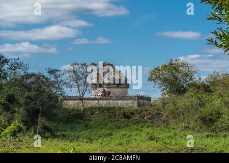Das Caracol oder das Observatorium in den Ruinen der großen Maya-Stadt Chichen Itza, Yucatan, Mexiko. Die vorhispanische Stadt Chichen-Itza ist eine UNES Stockfoto