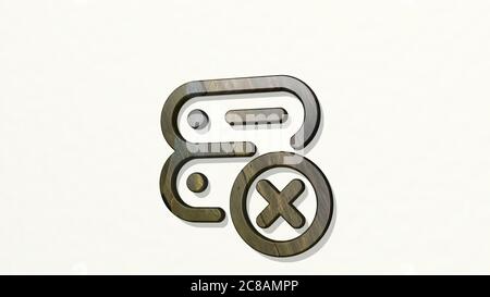 Server an der Wand entfernen. 3D-Illustration von metallischen Skulptur auf einem weißen Hintergrund mit milder Textur. Daten und Computer Stockfoto