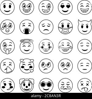 Bündel von emojis Gesichter setzen Symbole Vektor Illustration Design Stock Vektor