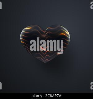 Schwarzes Herz mit abstraktem Muster. Isoliert auf schwarzem Hintergrund. Vektor Stock Vektor