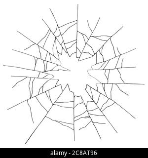 Gebrochene Glasgrafik schwarz weiß Skizze Illustration Vektor Stock Vektor