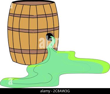 Fass mit grünem Feuer. Zaubertrank mit brennbarem Inhalt. Blackwater Schlacht. Element aus Game of Thrones. vektor-Illustration isoliert auf weißem Hintergrund Stock Vektor