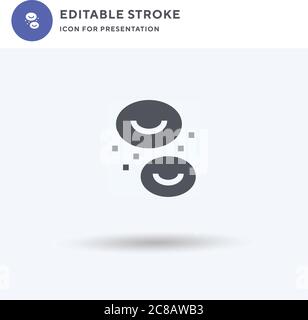 Erythrozyten Symbolvektor, gefülltes flaches Zeichen, solides Piktogramm isoliert auf weiß, Logo-Illustration. Symbol für Erythrozyten zur Präsentation. Stock Vektor