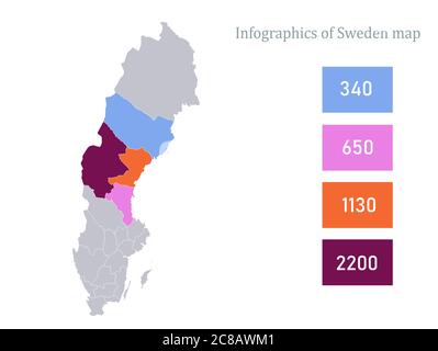 Infografiken von Schweden Karte, einzelne Regionen Vektor Stock Vektor