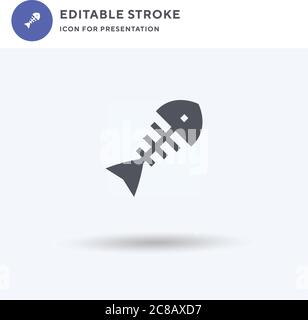 Fischgräten-Symbolvektor, gefülltes flaches Zeichen, solides Piktogramm isoliert auf Weiß, Logo-Illustration. Fischgrätsymbol für die Präsentation. Stock Vektor