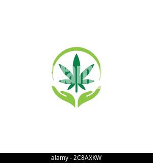 Cannabis und Hände Logo / Icon Design Stock Vektor