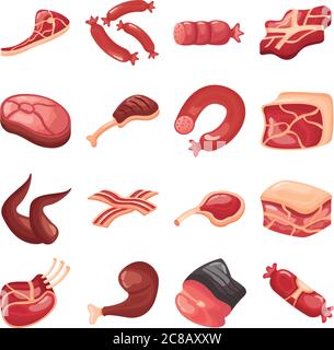 Bündel von Fleisch schneidet Symbole Vektor Illustration Design Stock Vektor