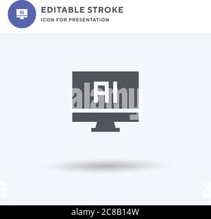 AI-Symbolvektor, gefülltes flaches Zeichen, solides Piktogramm isoliert auf weiß, Logo-Illustration. AI-Symbol für Präsentation. Stock Vektor