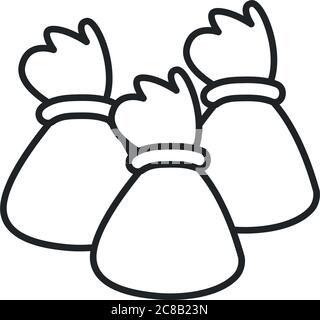 Dollar Taschen Linie Stil Symbol des Geldes Finanzbankwesen Handel und Markt Thema Vektor-Illustration Stock Vektor