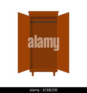 Leerer Schrank mit offenen Türen. vektorgrafik Stock Vektor