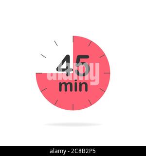 45-Minuten-Timer. Stoppuhrsymbol in flacher Ausführung. Editierbare isolierte Vektordarstellung. Stock Vektor