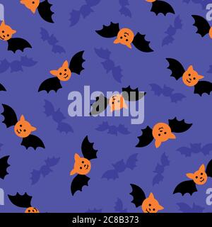 Kleine Fledermäuse nahtlose Vektor halloween-Muster Stock Vektor