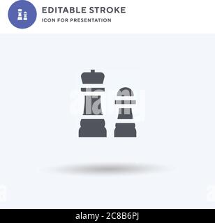 Schach-Symbol-Vektor, gefüllt flache Zeichen, solide Piktogramm isoliert auf weiß, Logo-Illustration. Schach-Symbol für Präsentation. Stock Vektor