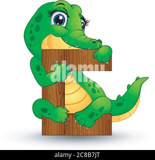 Illustration von Alphabet C mit Krokodil Cartoon Stock Vektor