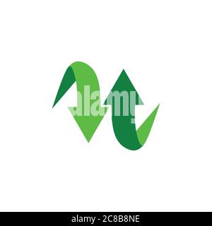 Grünes Logo mit den Pfeilen in entgegengesetzter Richtung Stock Vektor