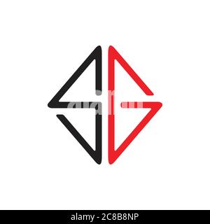 vektor des Buchstabens sg quadratische geometrische Linie Logo Stock Vektor
