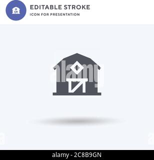 Scheune Icon Vektor, gefüllt flache Zeichen, solide Piktogramm isoliert auf weiß, Logo-Illustration. Stall-Symbol für die Präsentation. Stock Vektor