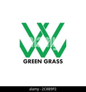 Einfache geometrische Linie Gras grün Logo Vektor Stock Vektor