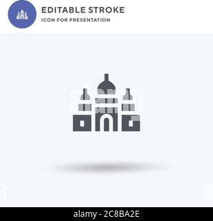 Taj Mahal Icon Vektor, gefüllt flaches Zeichen, solides Piktogramm isoliert auf weiß, Logo-Illustration. Taj Mahal Ikone für Präsentation. Stock Vektor