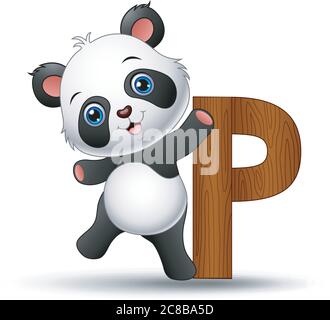 Illustration von Alphabet P mit Panda Cartoon Stock Vektor