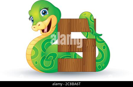Illustration von Alphabet S mit Schlange Cartoon Stock Vektor