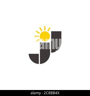 Abstrakter Buchstabe jj Shine Sun Design Vektor fit für Logo Emblem Stock Vektor