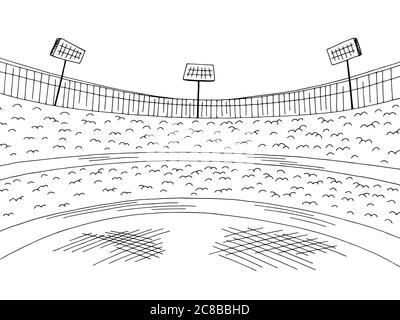 Stadion Sport Grafik schwarz weiß Skizze Illustration Vektor Stock Vektor