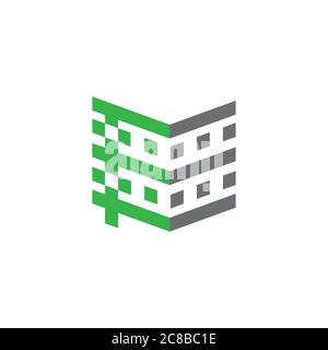Hohes Krankenhaus Gebäude geometrisches Design Logo Vektor Stock Vektor
