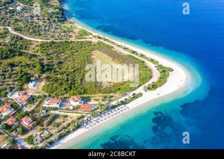 Herrlicher Strand von Agios Dimitrios, Alonnisos, Griechenland. Stockfoto