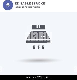 Rauchsaugerkennzeichen-Vektor, gefülltes flaches Schild, solides Piktogramm isoliert auf Weiß, Logo-Illustration. Symbol für Rauchabsaugung zur Präsentation. Stock Vektor