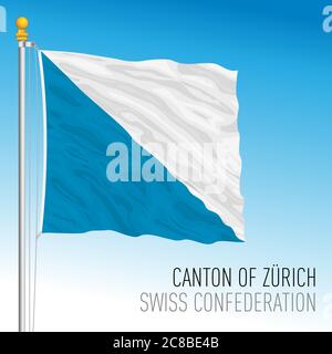 Kanton Zürich, offizielle Flagge, Schweiz, europäisches Land, Vektorgrafik Stock Vektor