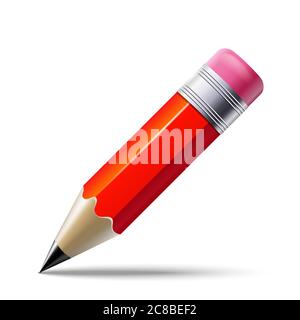 Realistischer roter Bleistift isoliert auf weißem Hintergrund. Vektorgrafik EPS10. Stock Vektor