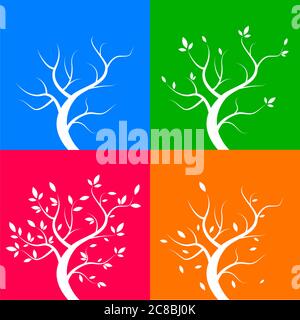 Vektordarstellung von Bäumen der vier Jahreszeiten Stock Vektor
