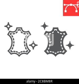 Leder chemische Reinigung Linie und Glyph Symbol, chemische Reinigung und waschen, Leder Zeichen Vektor-Grafiken, bearbeitbare Strich lineare Symbol, eps 10. Stock Vektor