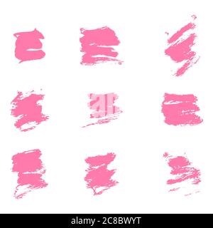 Tinten Pink Blot Set. Abstrakte Färbung. Isolieren auf weißem Hintergrund Stock Vektor